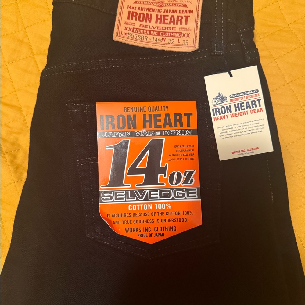 Iron Heart 555SBR-14OD - 14oz Overdyed Black Denim - NWT